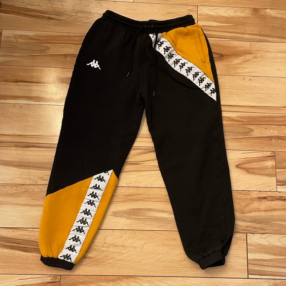 Kappa Black Yellow Sweatpants Adult S 